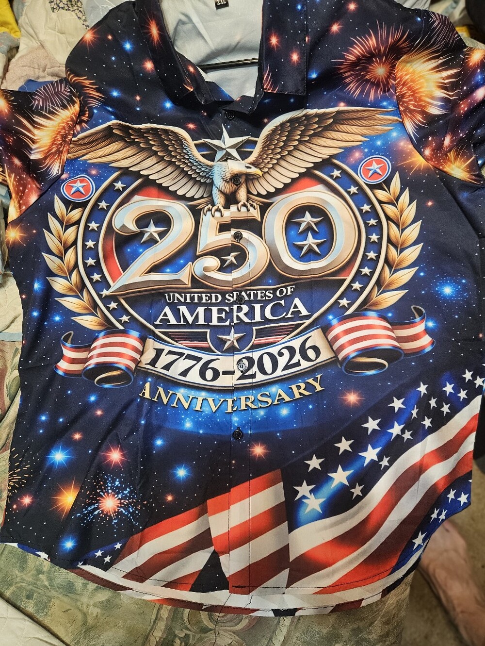 Mens Button Down Patriotic July 4th Shirt